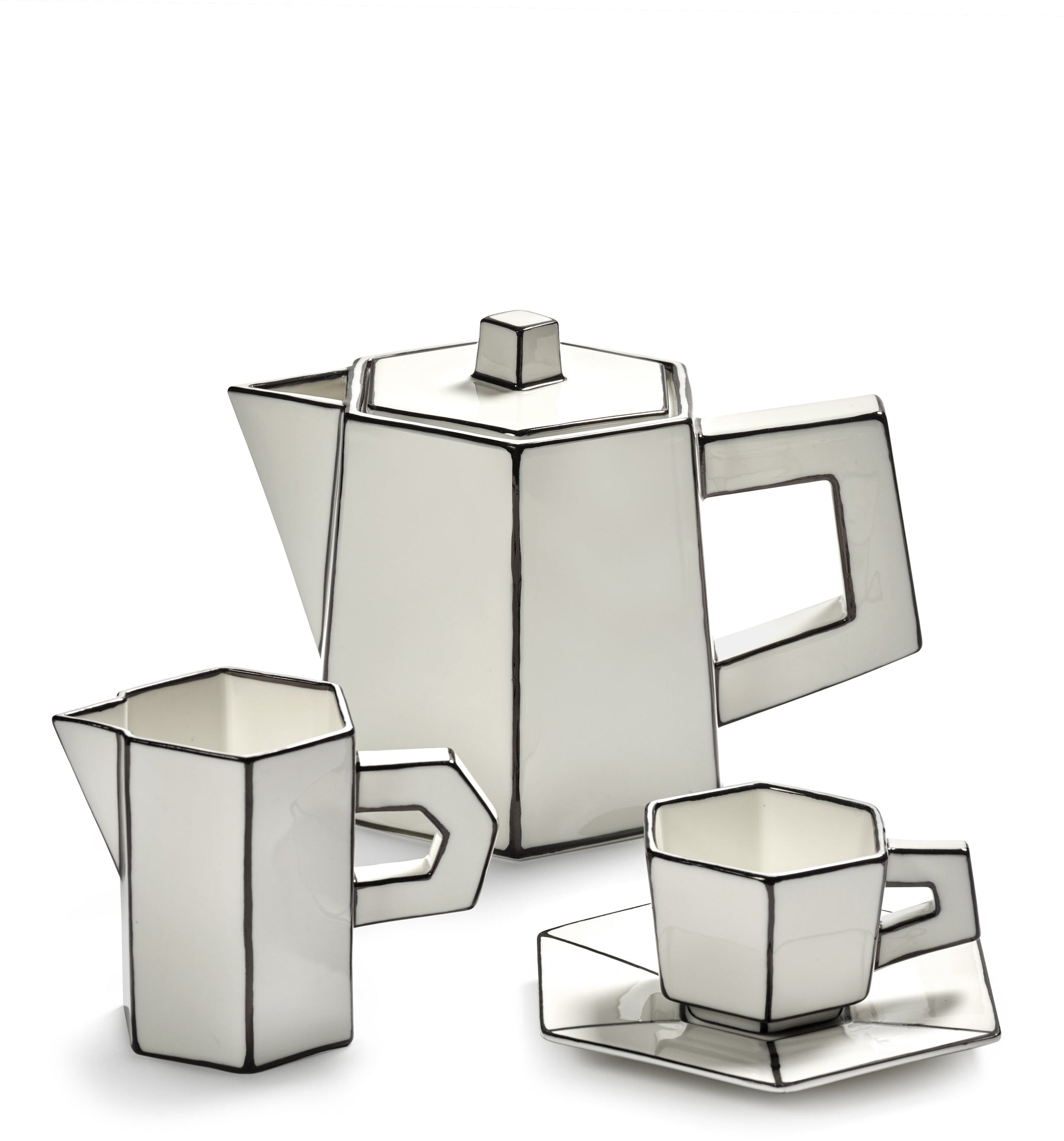 Tasse à espresso avec soucoupe en porcelaine blanc et noir Carte Blanche - SERAX — 405739.jpg