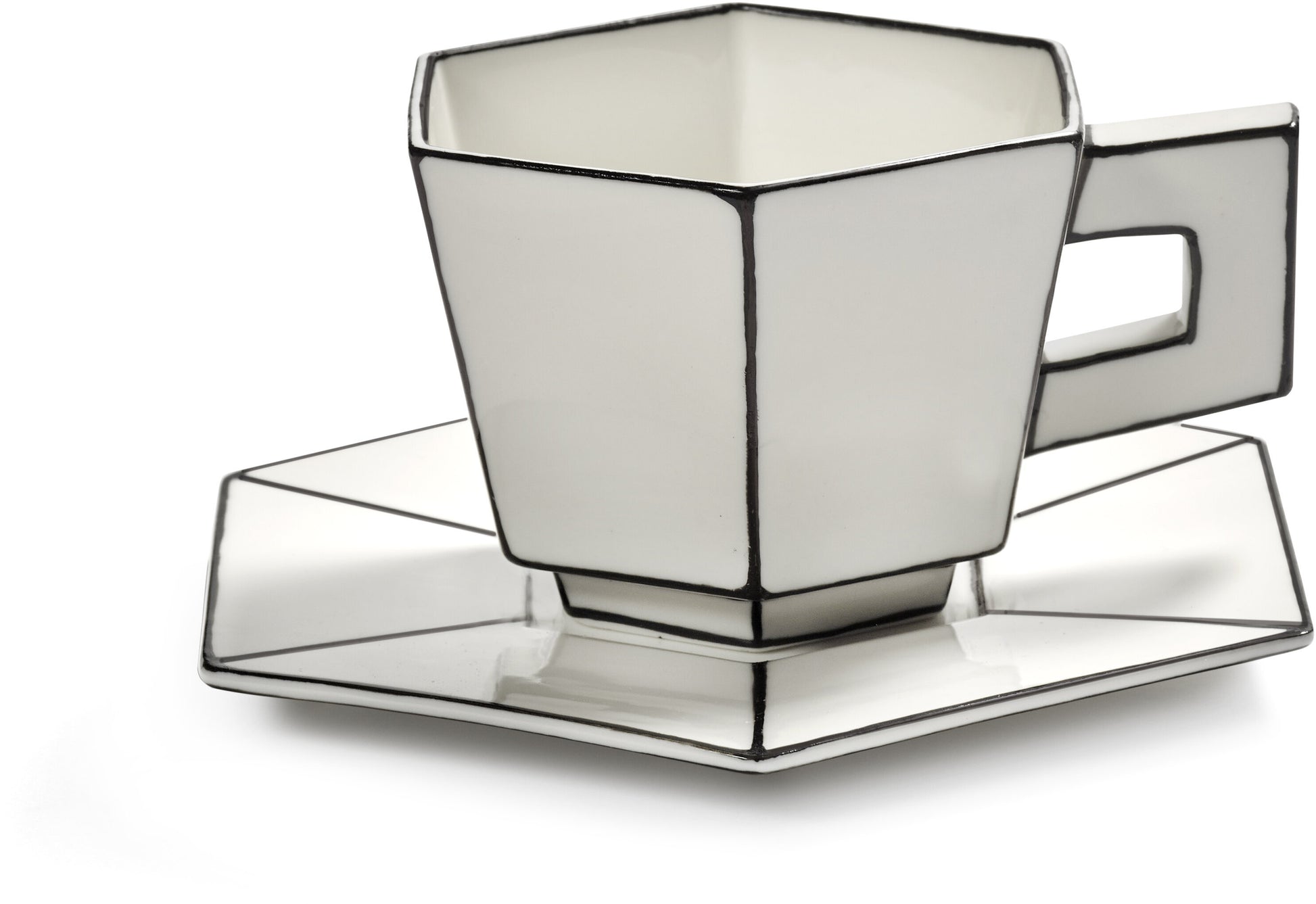 Cappuccino Cup + Saucer White/black — 409978.jpg