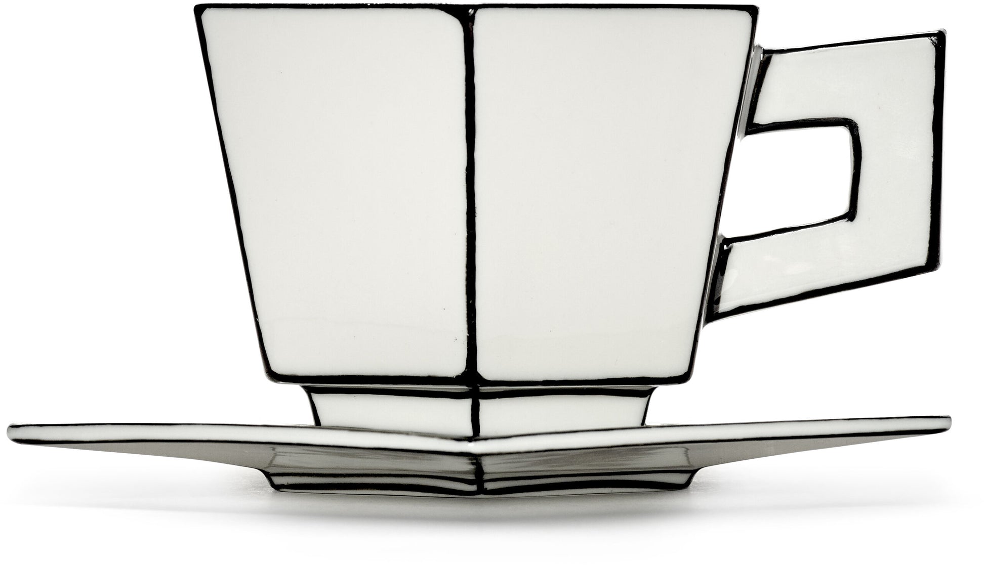 Cappuccino Cup + Saucer White/black — 409980.jpg