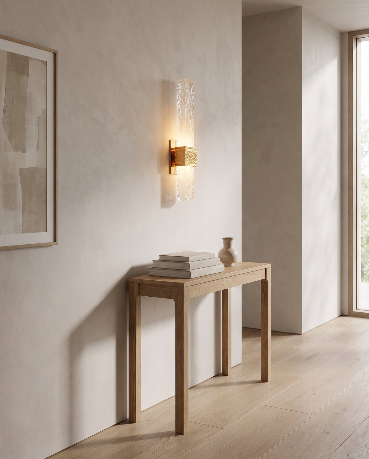 Applique murale en fer feuille d'or 12x55cm Freeze - Corbett Lighting en situation