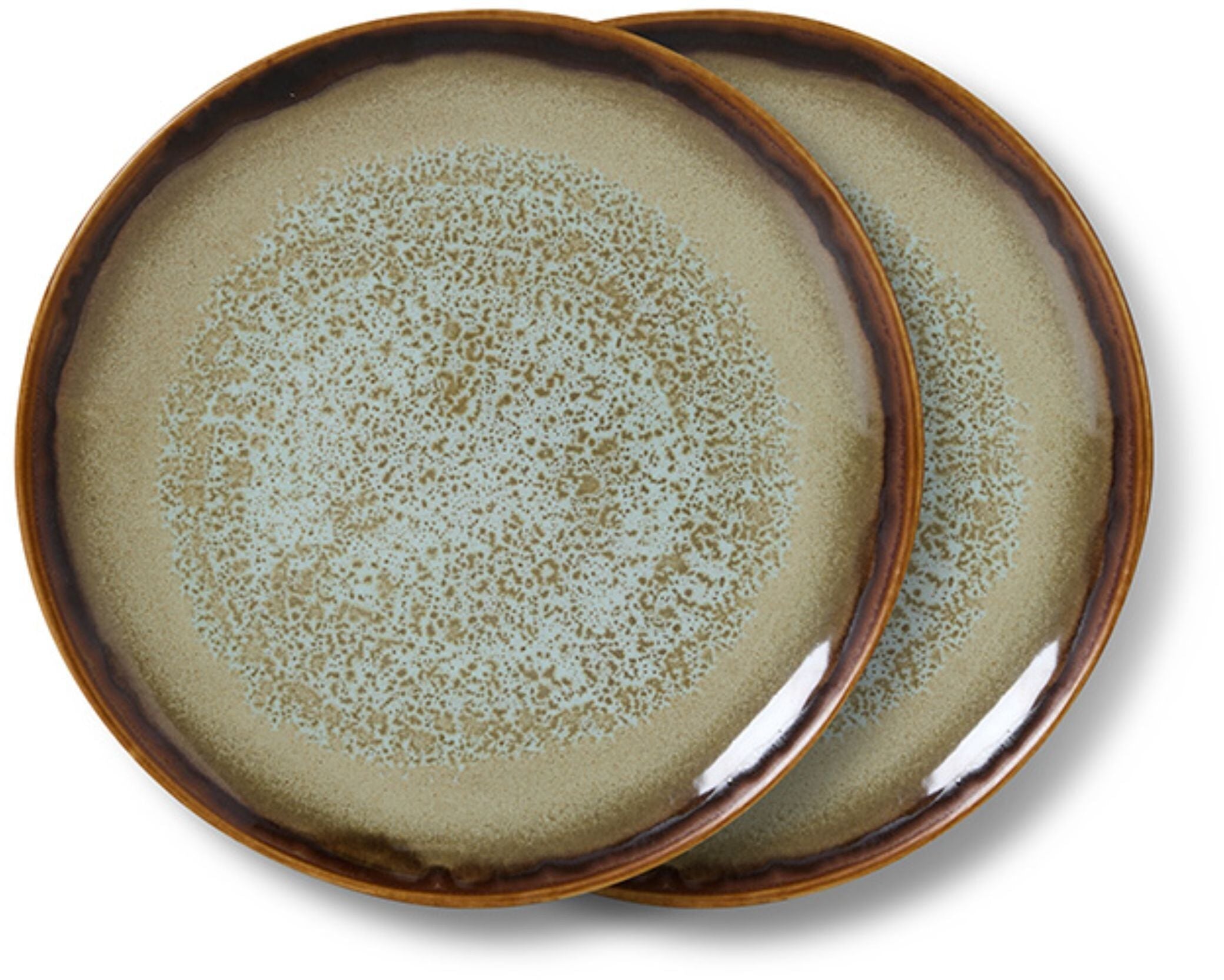 2 platos de postre de cerámica 17, 5 x 17, 5 x 2 cm Vajilla de los años 70 - HKLiving