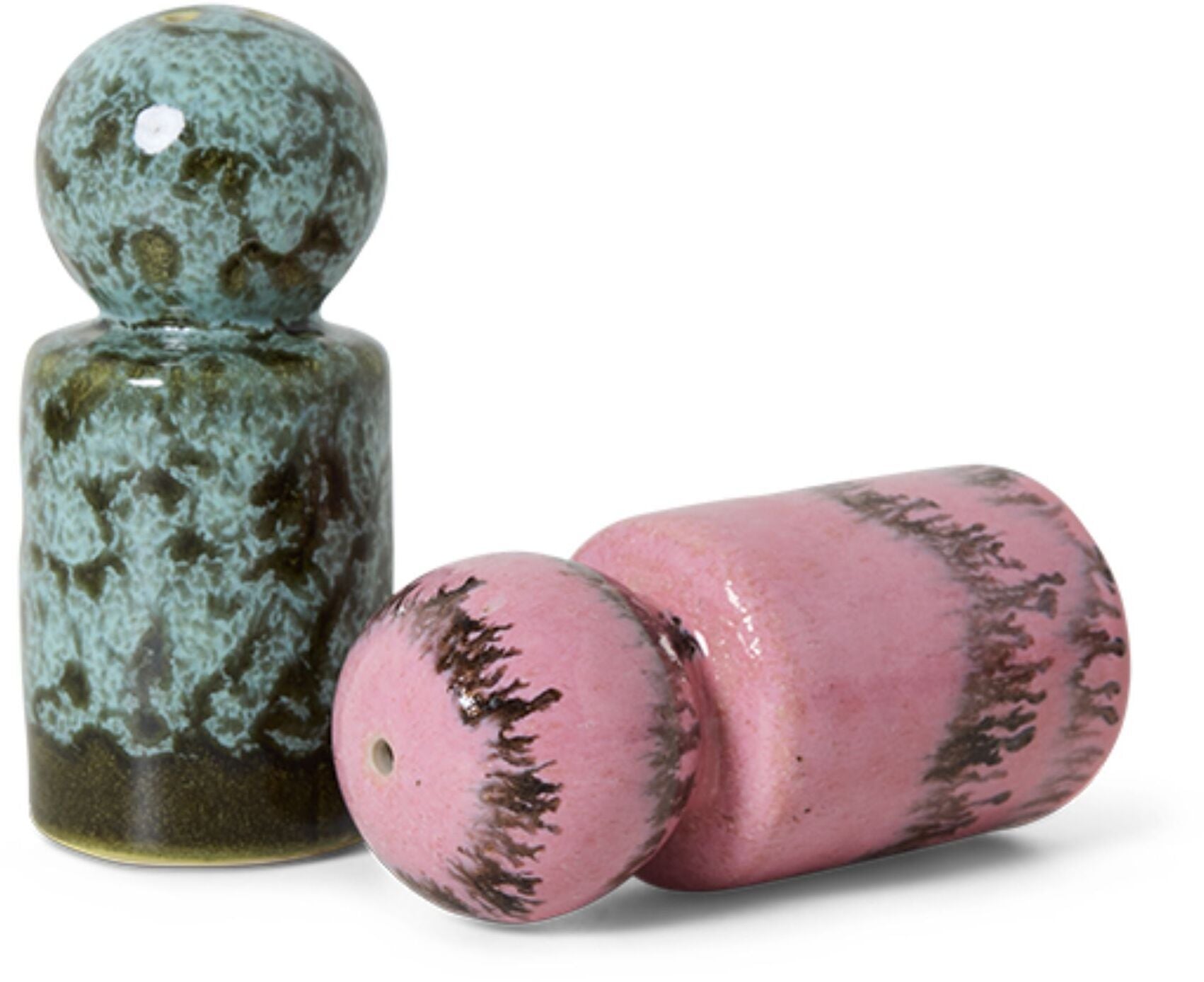 Salière et poivrier en céramique baroque 4,8x4,8x9,8cm Vaisselle 70's - HKLiving — 410111.jpg