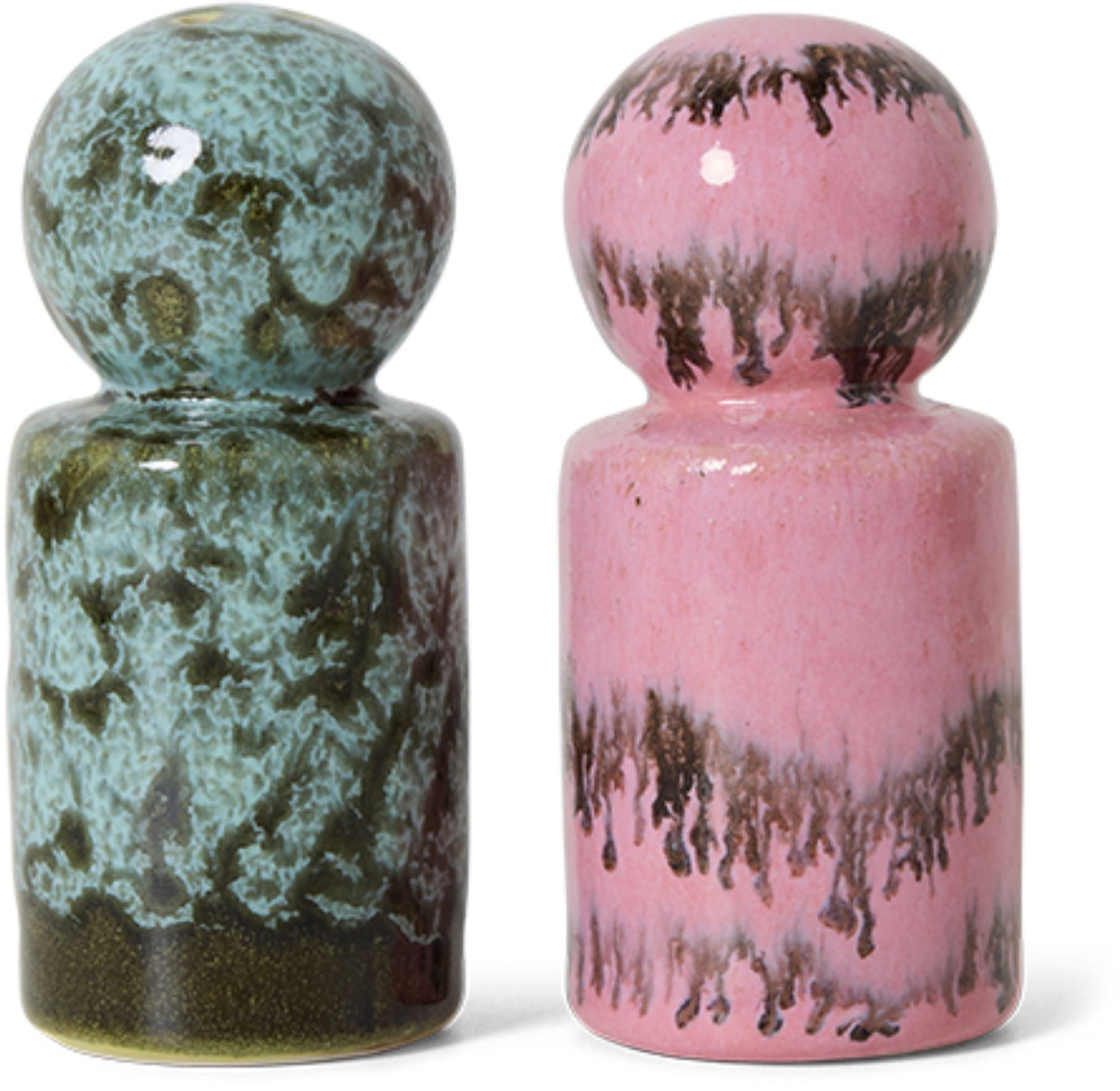 Salière et poivrier en céramique baroque 4,8x4,8x9,8cm Vaisselle 70's - HKLiving — 410112.jpg