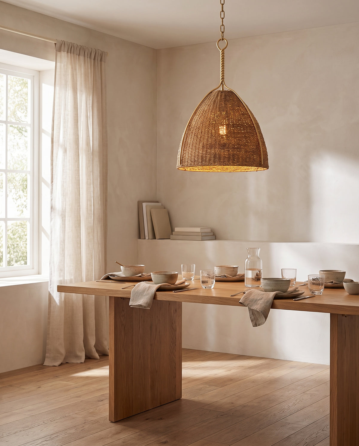 Suspension en acier feuille d'or ancienne 48x67cm Woodlawn - Hudson Valley Lighting en situation