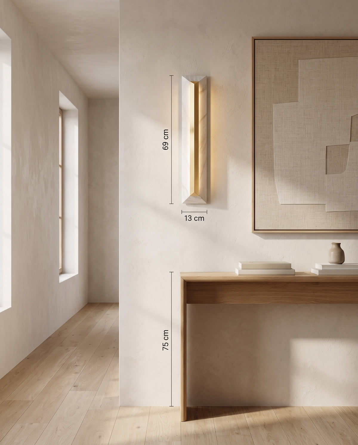 Applique murale en laiton laiton ancien 13x69cm Perth - Corbett Lighting en situation