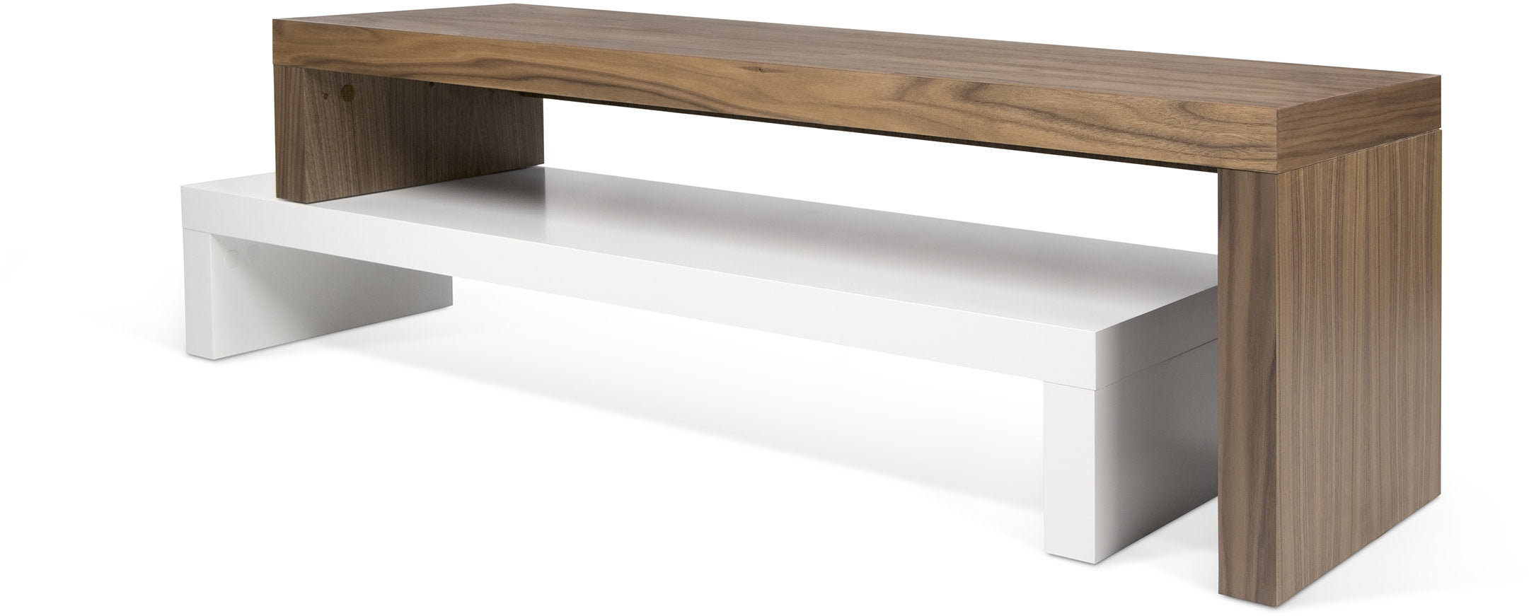 White and walnut Cliff TV cabinet - TEMAHOME