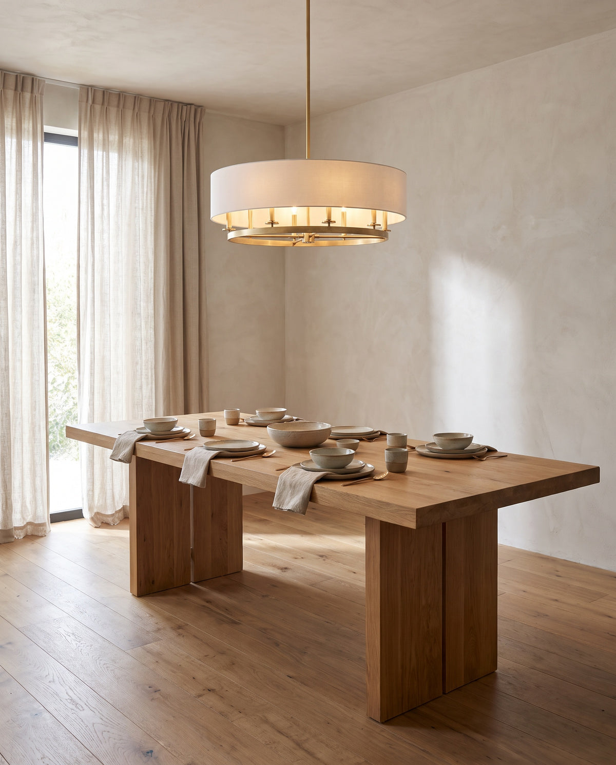 Suspension linéaire en acier laiton vieilli 67x100x30cm Durham - Hudson Valley Lighting en situation