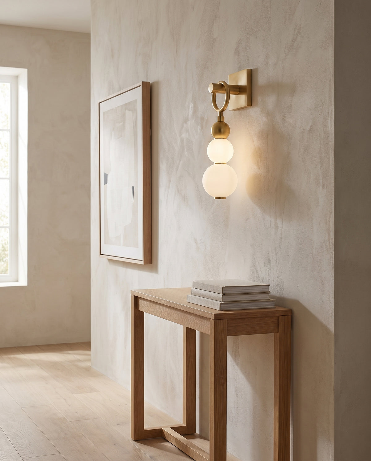 Applique murale en acier laiton vieilli 15x53cm Perrin - Hudson Valley Lighting en situation