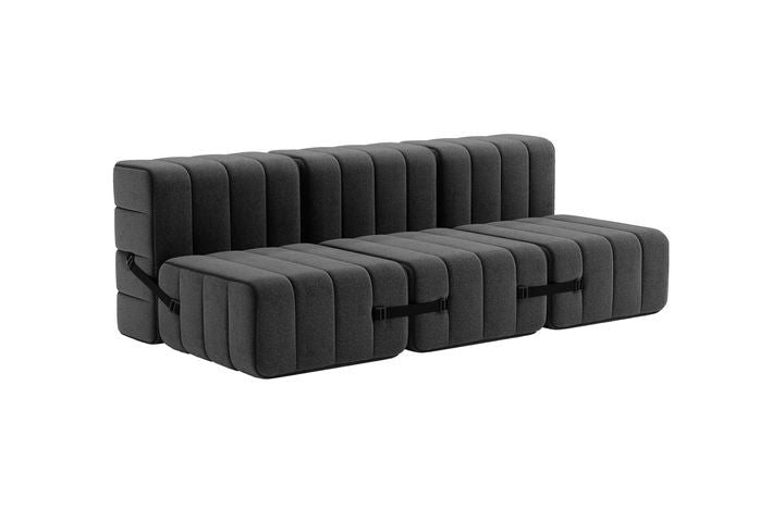 Modulares 3-Sitzer-Sofa aus Dama-Gewebe Dunkelgrau 204x102x68cm Curt - Ambivalenz