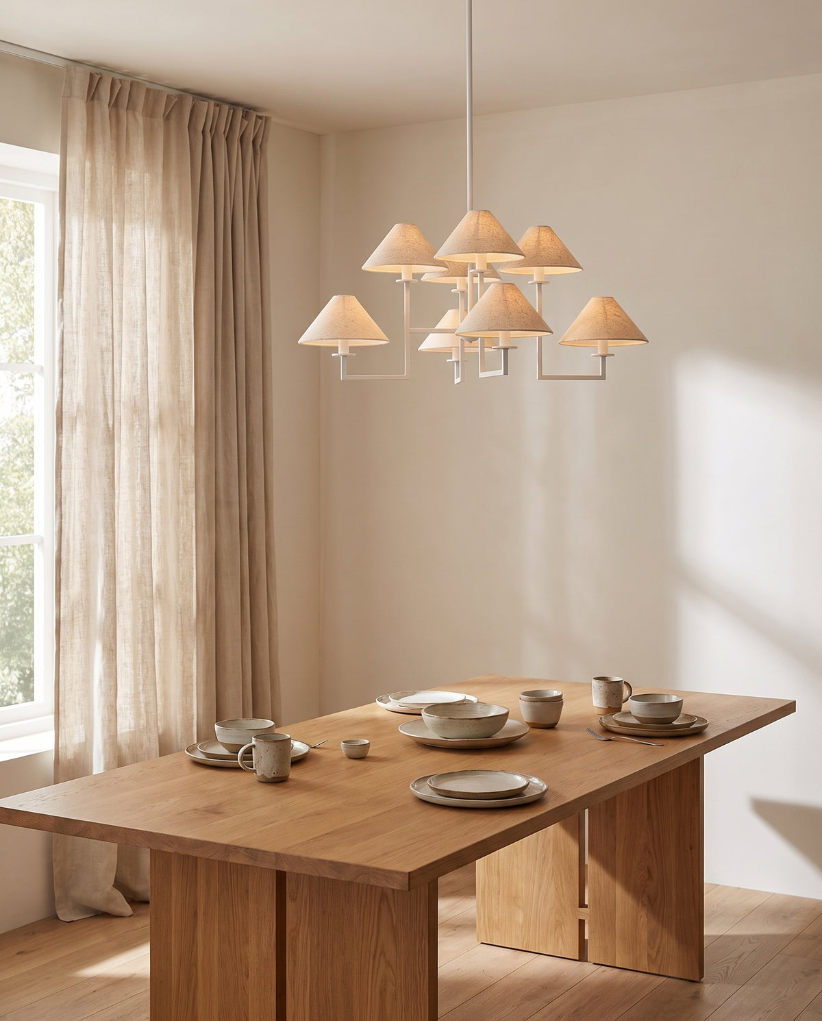 Suspension en acier blanc texturé 100x41cm Gladwyne - Mitzi en situation