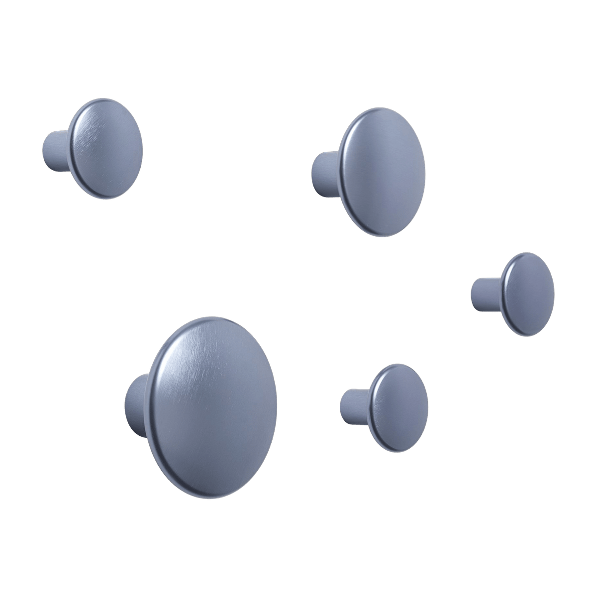 5 Patères rondes en aluminium bleu 5 cm The Dots - Muuto - The Cool Republic