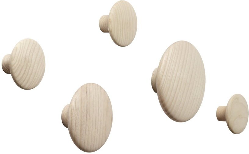 5 Patères rondes en bois naturel The Dots - Muuto - The Cool Republic