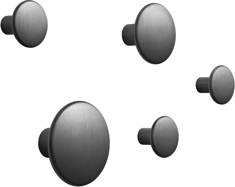 5 Patères rondes en métal noir The Dots - Muuto - The Cool Republic