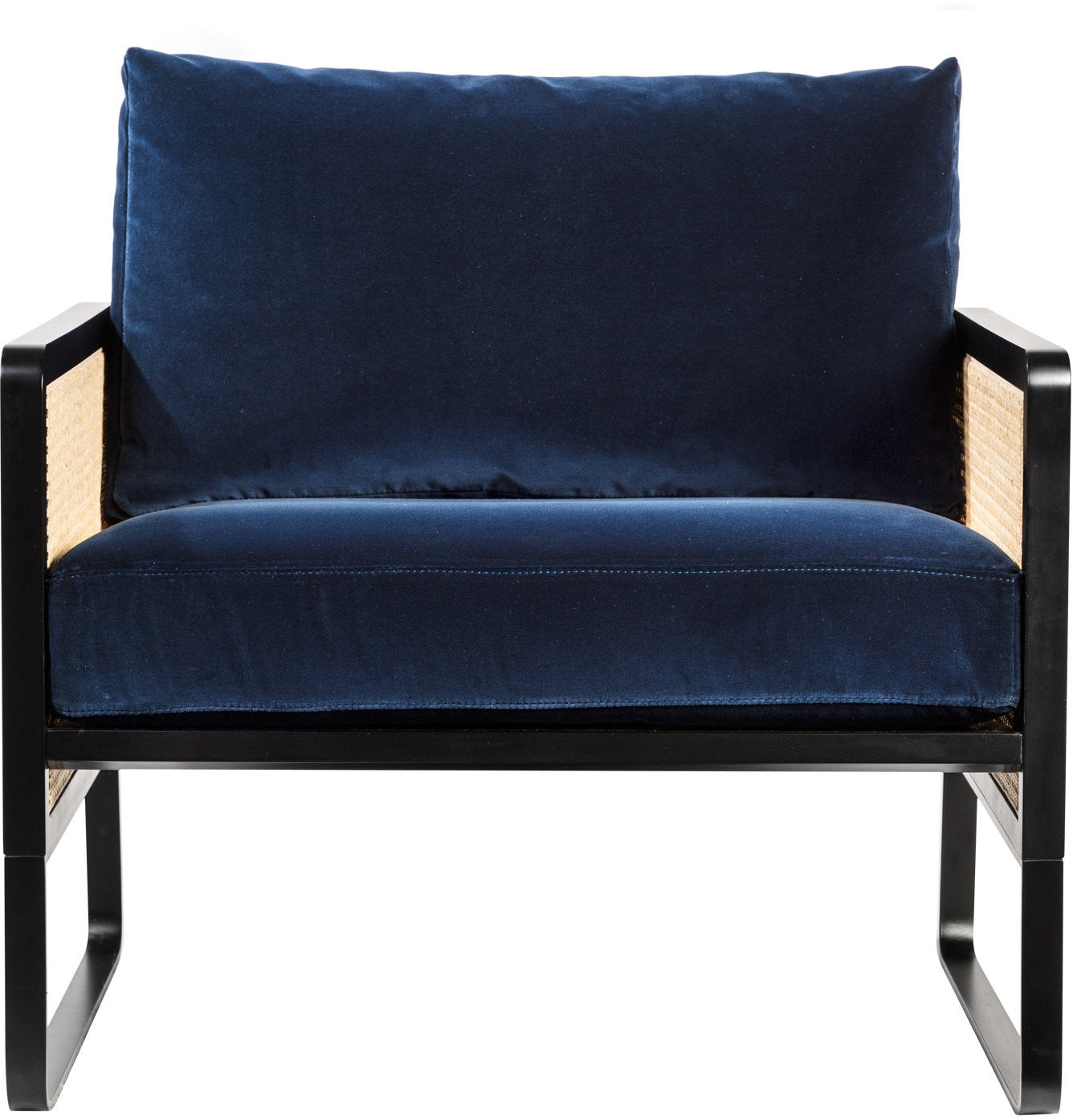 Navy blue velvet armchair Cannage - RED Edition
