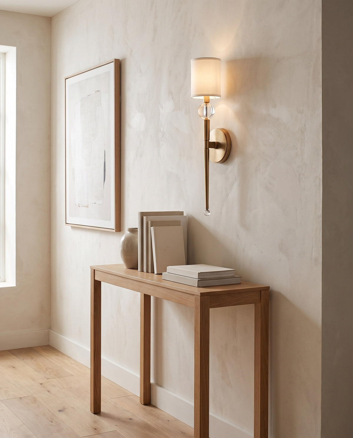 Applique murale en acier laiton vieilli 12x52cm Rockland - Hudson Valley Lighting en situation