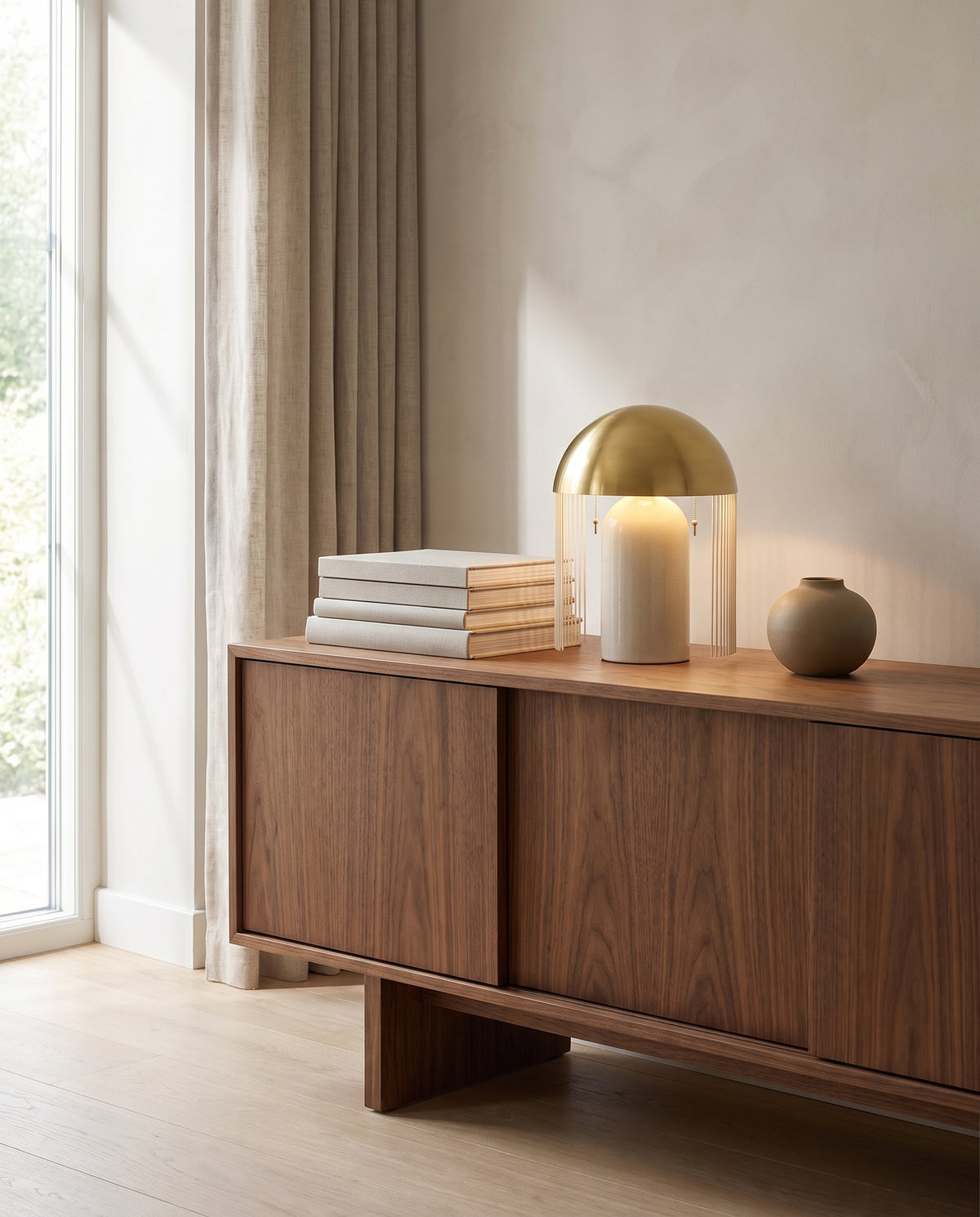 Table lamp in ceramic with aged brass and crackled white ceramic 34x42cm Gaia - Mitzi en situation