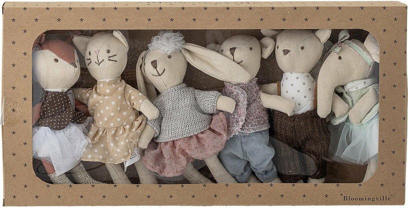 6 Peluches animaux en coton - Bloomingville Mini - The Cool Republic