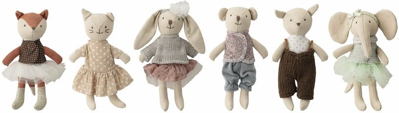 6 Peluches animaux en coton - Bloomingville Mini - The Cool Republic