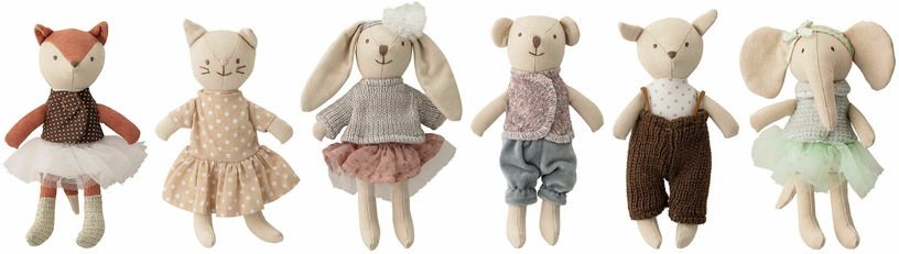 6 Peluches animaux en coton - Bloomingville Mini - The Cool Republic