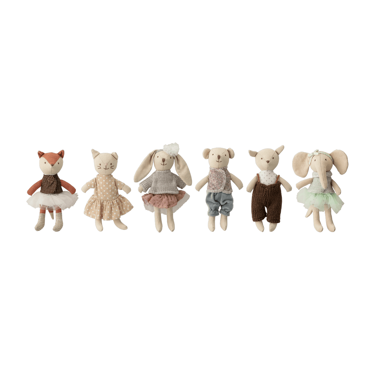 6 Peluches animaux en coton - Bloomingville Mini - The Cool Republic