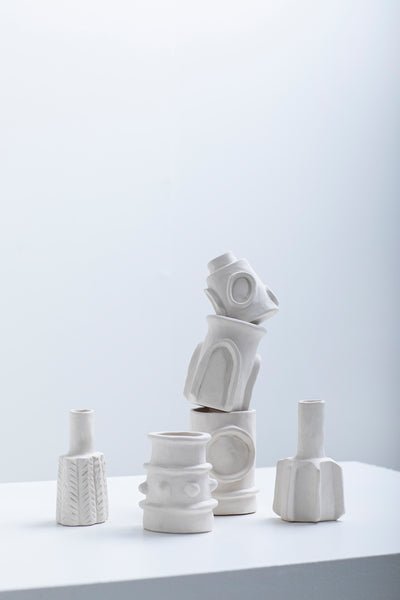 6 Vases en grès beige 10cm Molly - Serax - The Cool Republic