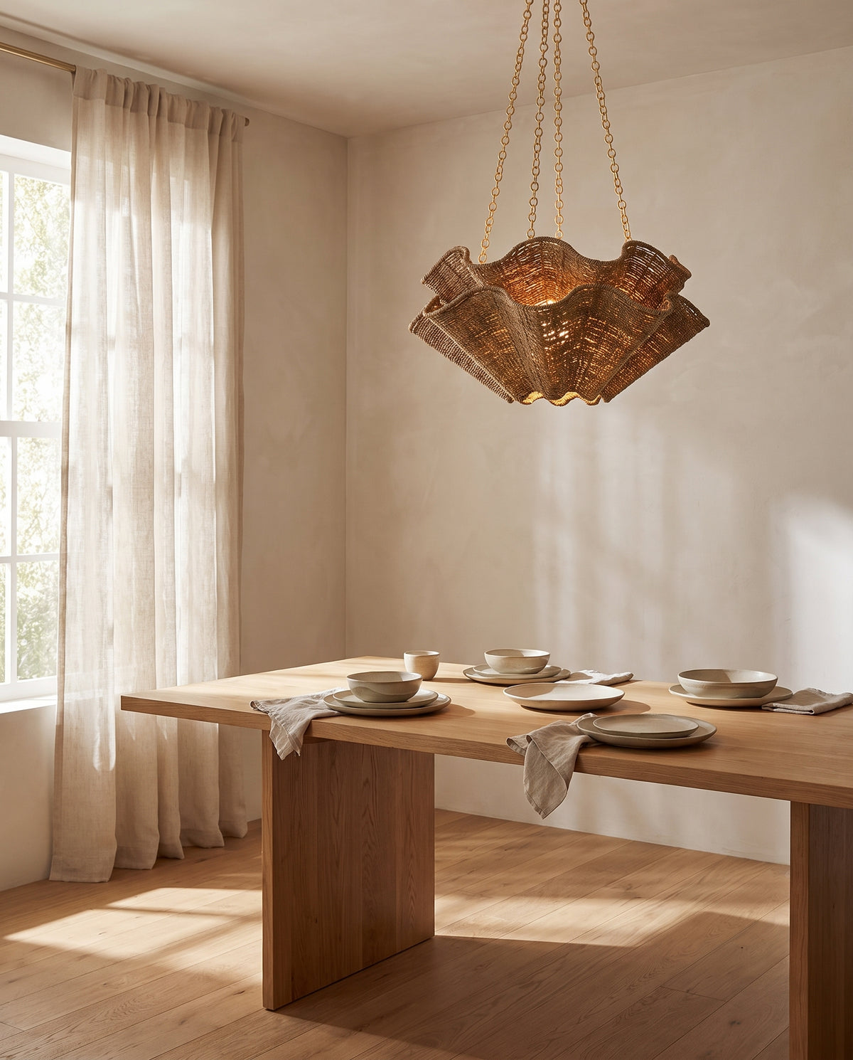 Suspension en textile feuille d'or ancienne 77x30cm Hayworth - Hudson Valley Lighting en situation