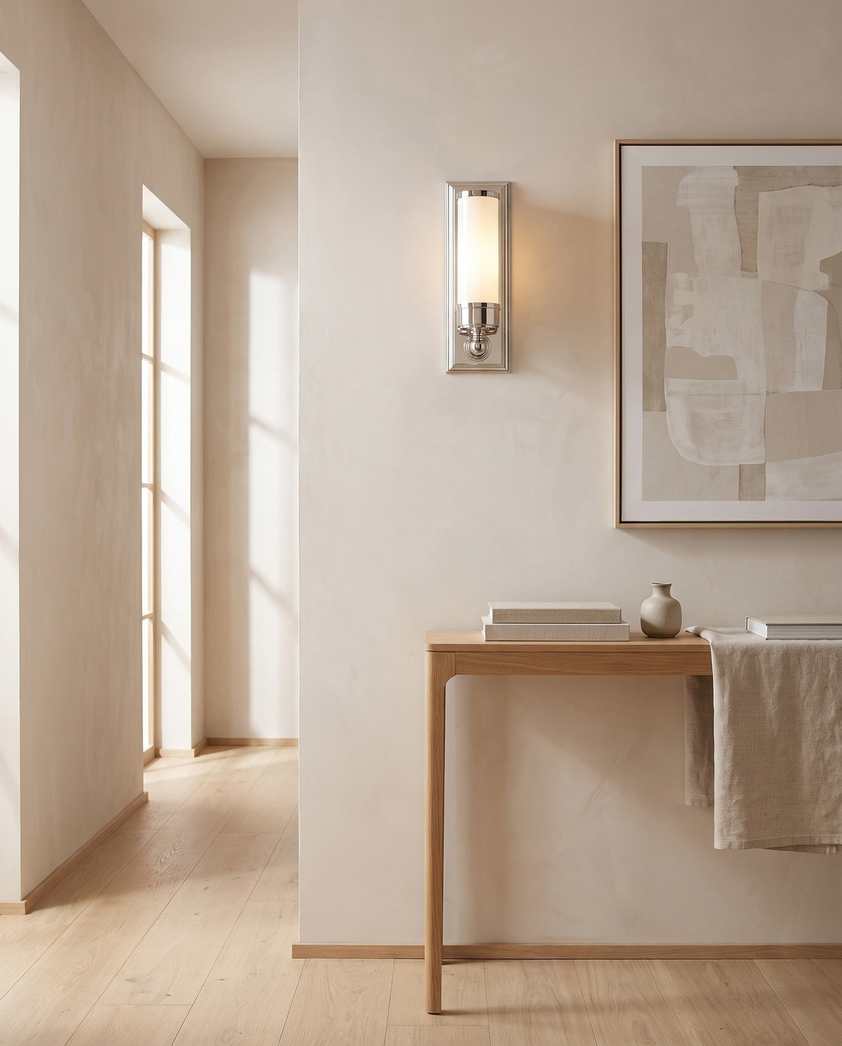 Applique de salle de bain en laiton nickel poli 12x36cm Everett - Hudson Valley Lighting en situation