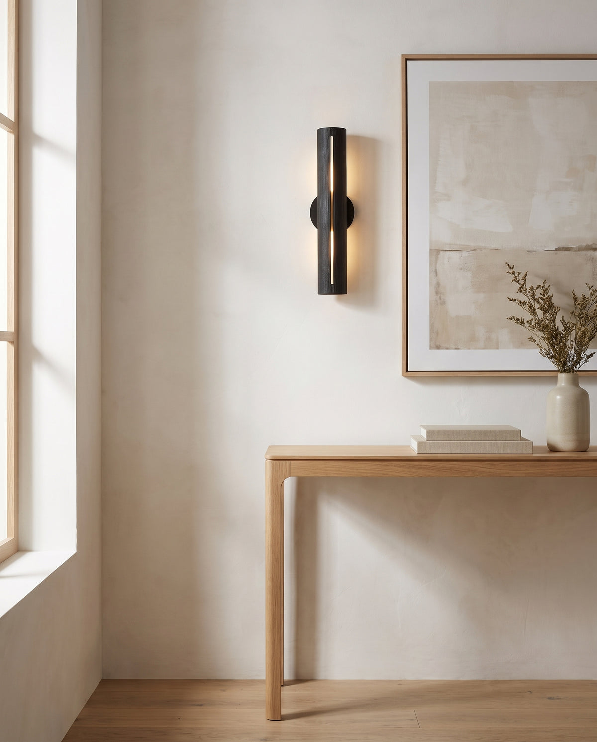 Applique murale en acier noir texturé 13x45cm Brandon - Troy Lighting en situation