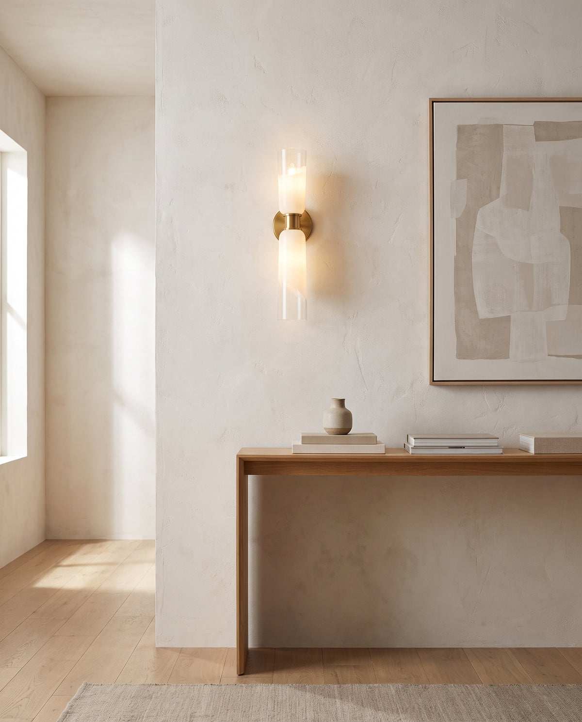 Applique murale en acier laiton vieilli 12x55cm Wasson - Hudson Valley Lighting en situation