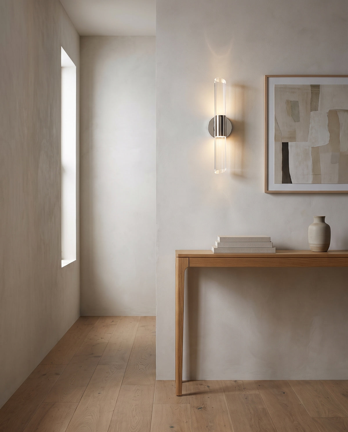 Applique murale en acier nickel poli 14x51cm Rowe - Hudson Valley Lighting en situation