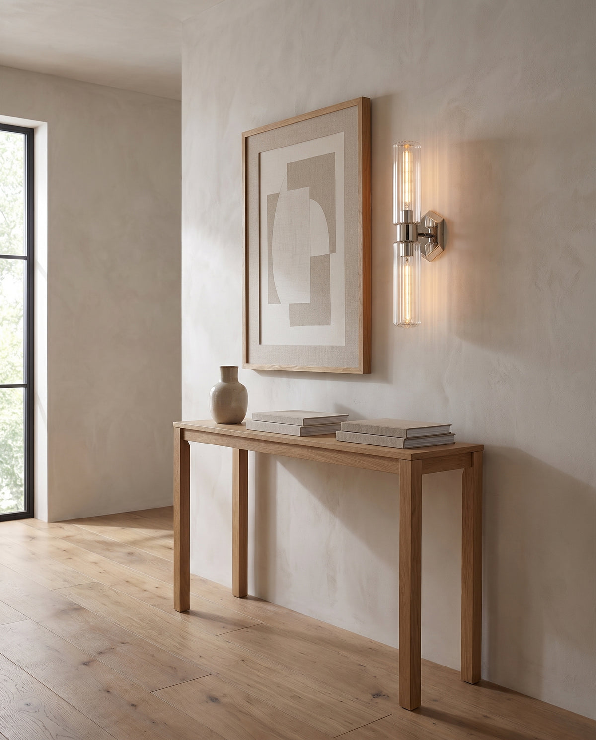 Applique murale en laiton nickel poli 12x60cm Roebling - Hudson Valley Lighting en situation