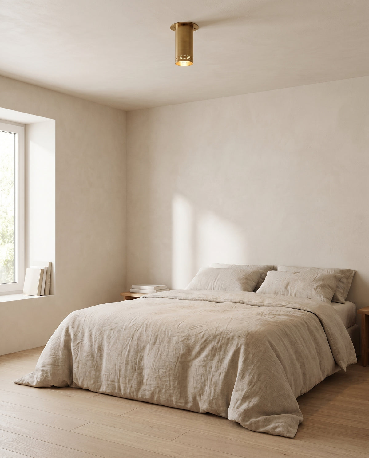 Ceiling light in patinated brass steel 12x16cm Berg - Troy Lighting en situation