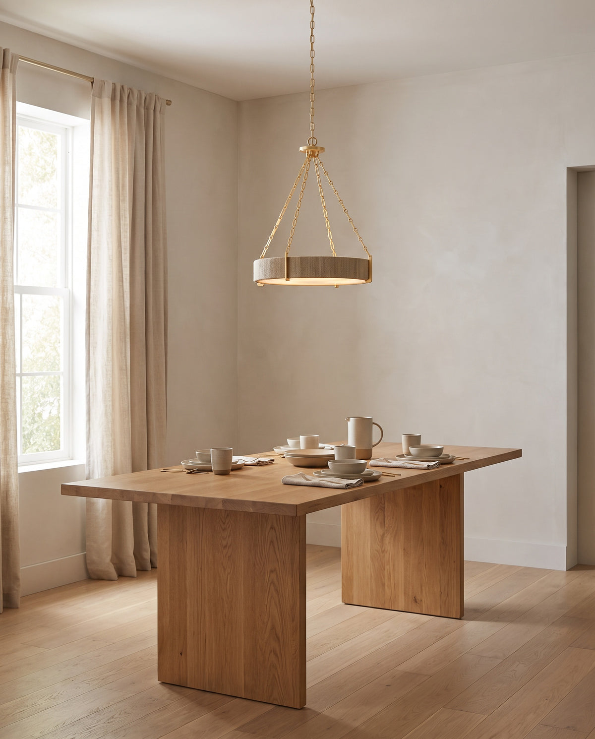 Suspension en fer feuille d'or 78x16cm Quebec - Hudson Valley Lighting en situation