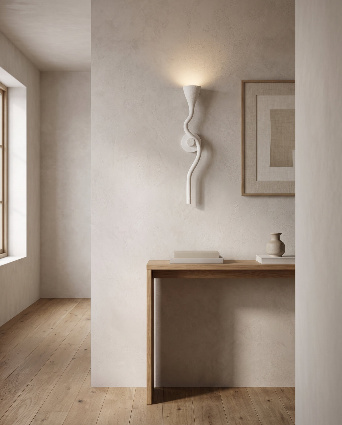 Applique murale en acier blanc gesso 12x66cm Anastasia - Corbett Lighting en situation