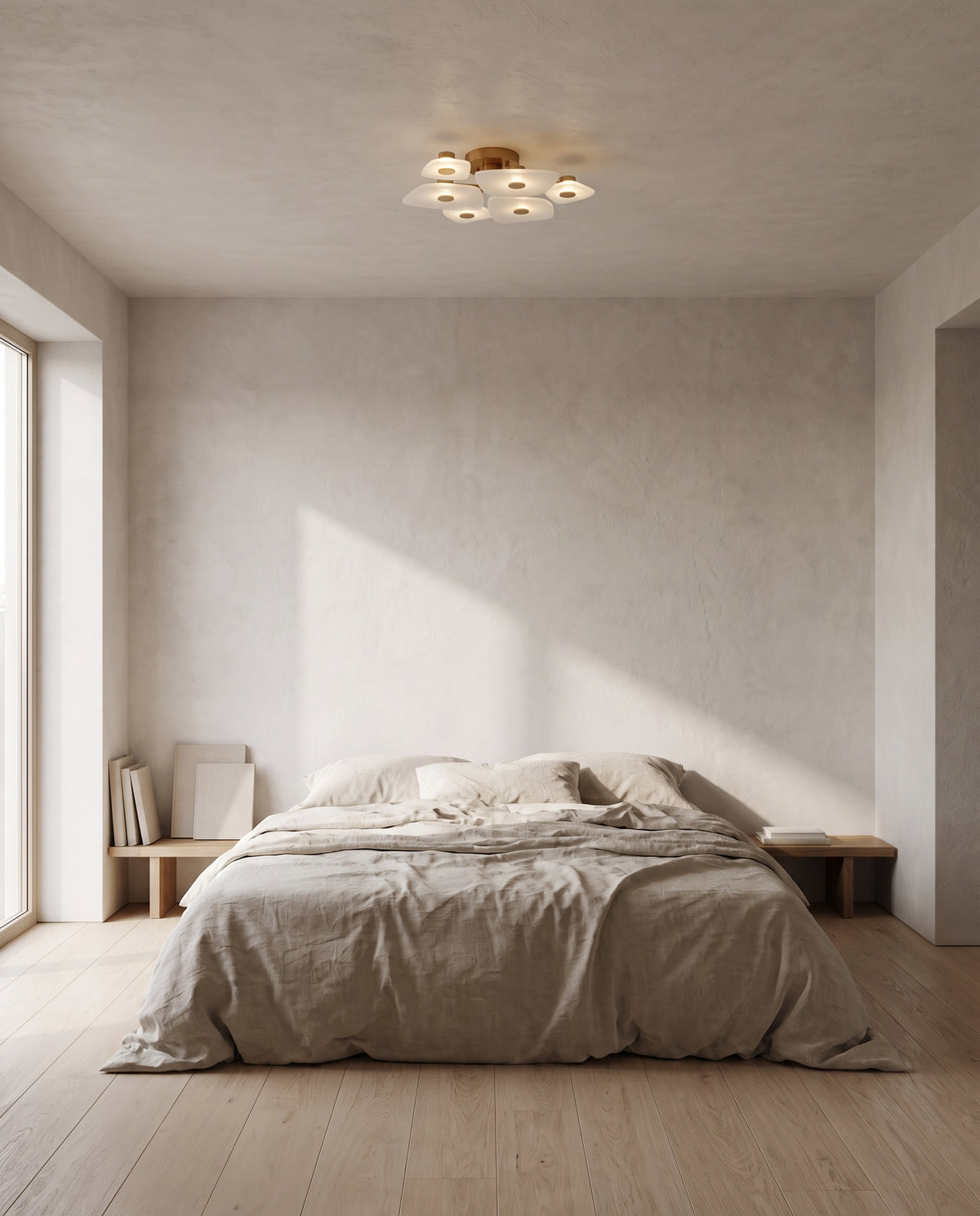 Plafonnier en acier laiton vieilli 70x16cm Holmdel - Hudson Valley Lighting en situation