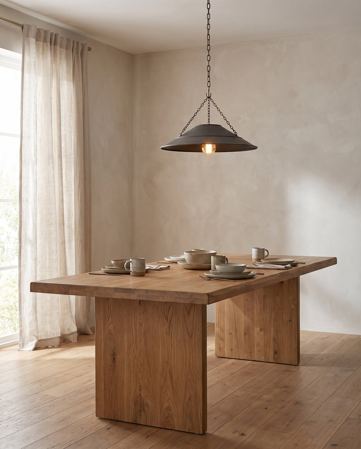 Pendant light in patinated brass steel and graphite 58x41cm Arcane - Troy Lighting en situation