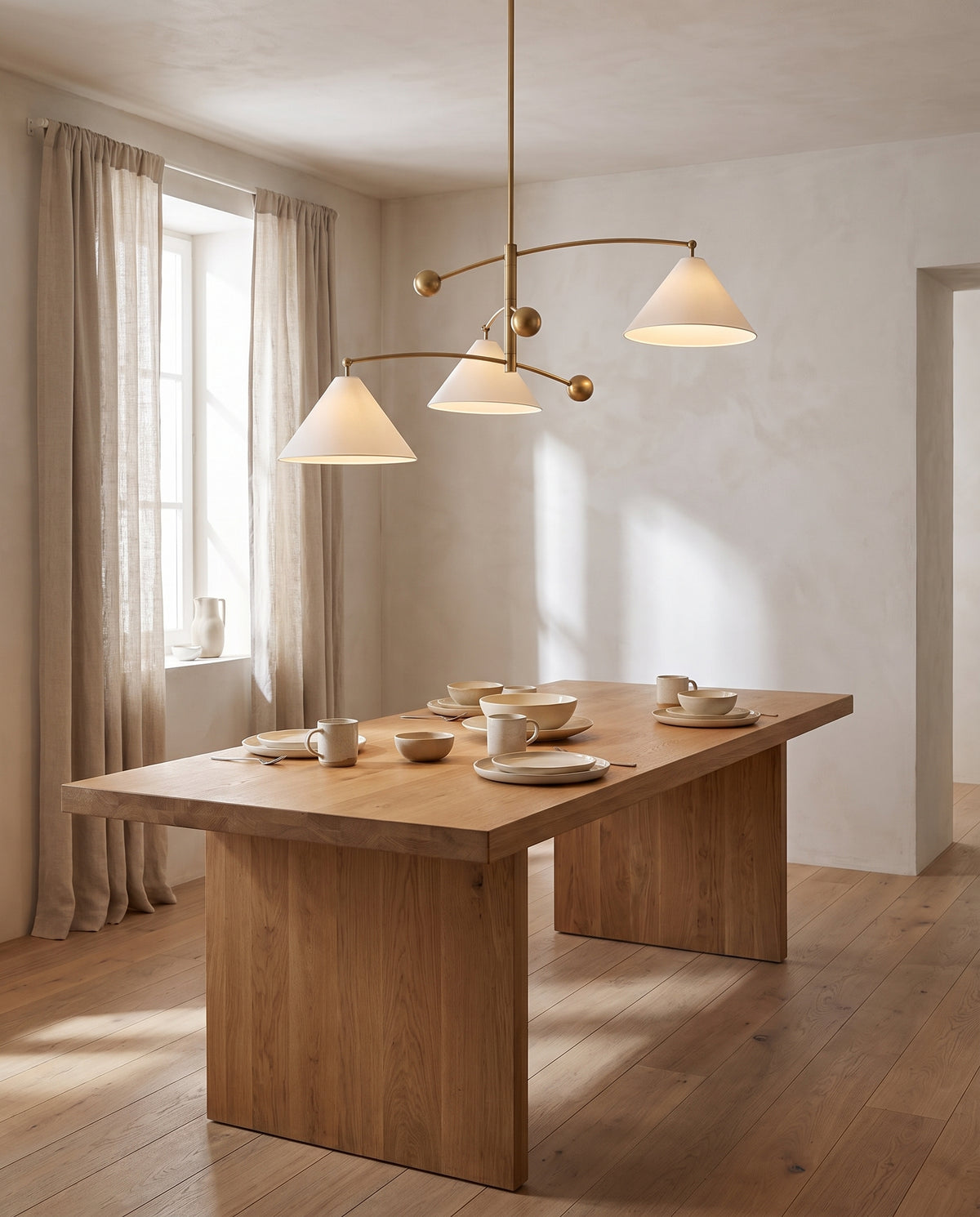 Suspension en acier laiton vieilli 140x55cm Birdie - Mitzi en situation