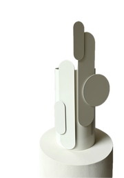 Vase sculptural en métal et verre blanc 30cm Toty - Mademoiselle Jo