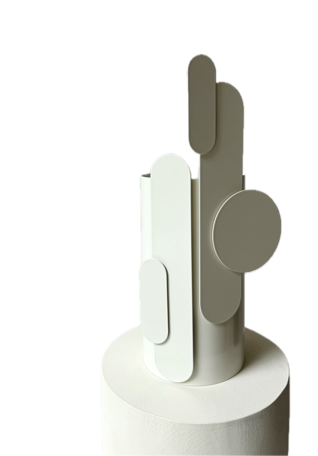 Vase sculptural en métal et verre blanc 30cm Toty - Mademoiselle Jo
