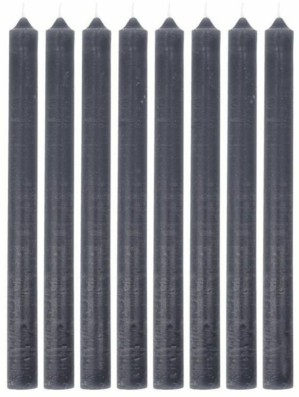 8 bougies de table en cire rustique gris foncé - House Doctor - The Cool Republic