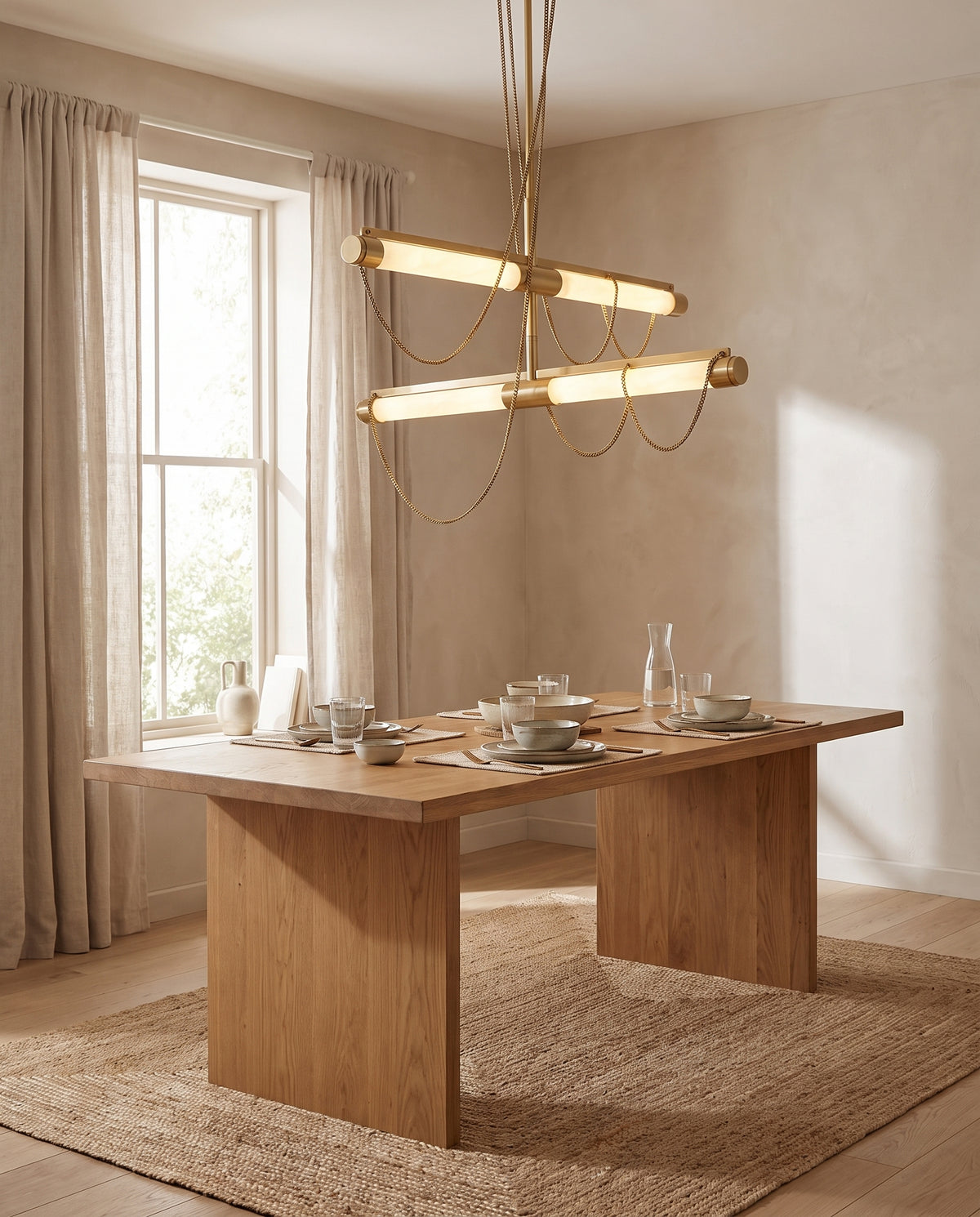 Suspension en laiton laiton ancien 124x124x67cm Lariat - Corbett Lighting en situation