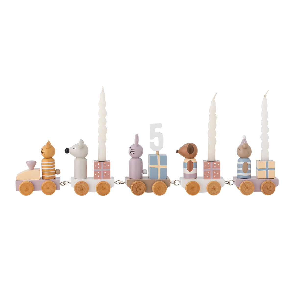 Décoration d'anniversaire train en bois multicolore pastel Junaid - Bloomingville Mini