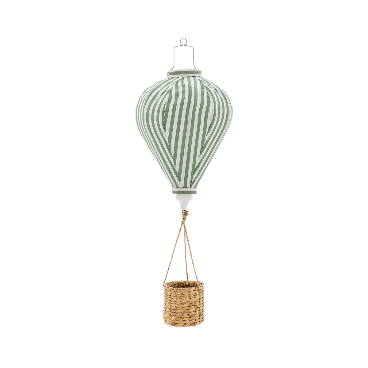 Hot air balloon in green fabric and acacia basket 35 x 85 cm Pomp - Bloomingville mini