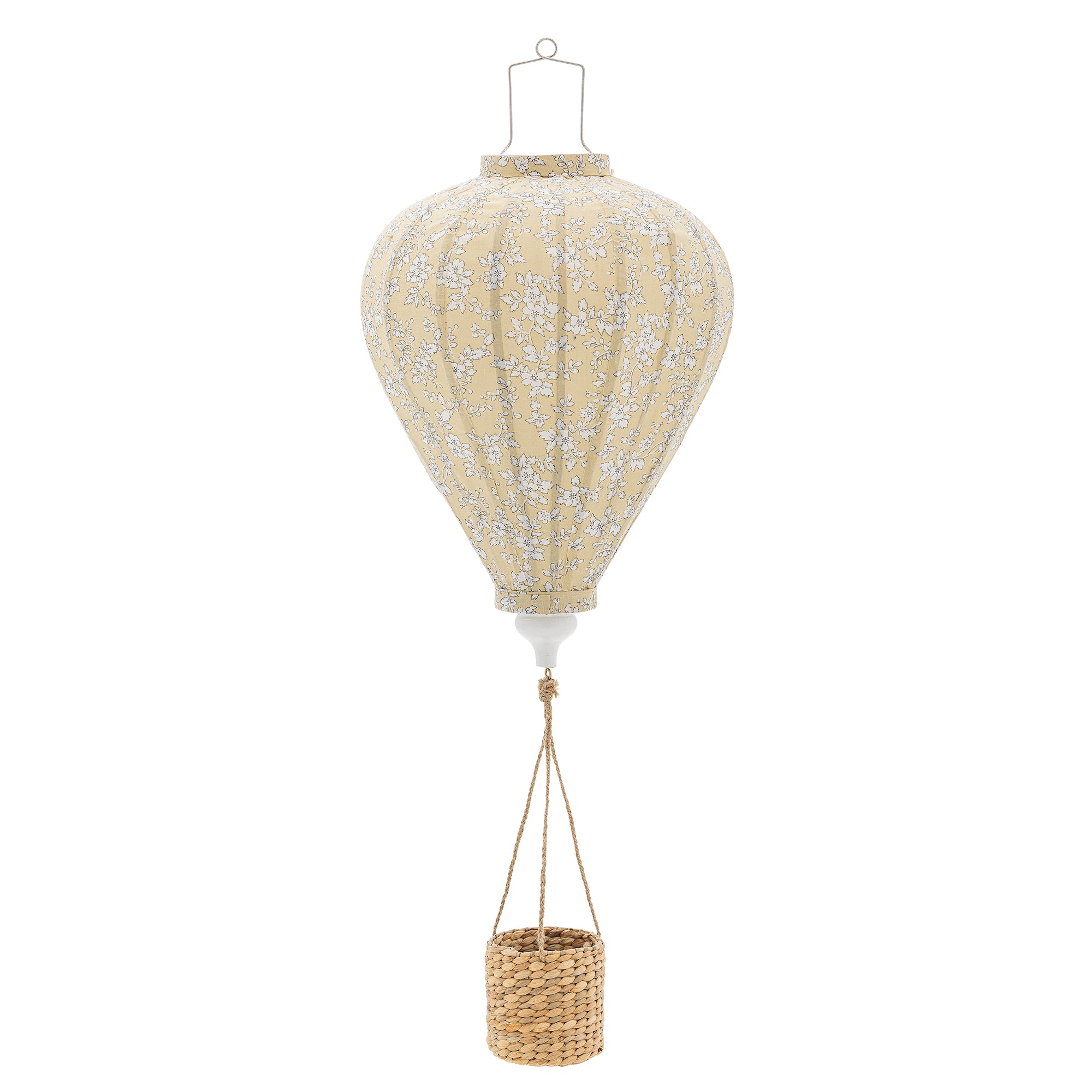 Hot air balloon in yellow fabric and acacia wicker basket 35 x 85 cm Pomp - Bloomingville mini