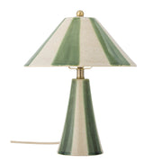 Lampe de table en grès à rayures vert 29 x 35 cm Olive - Bloomingville