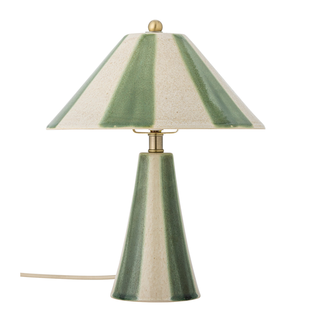 Table lamp in striped green stoneware 29 x 35 cm Olive - Bloomingville