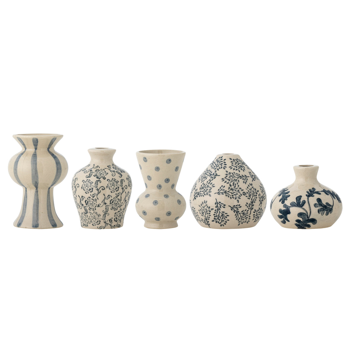 5 Blue Stoneware Vases Quinto - Bloomingville