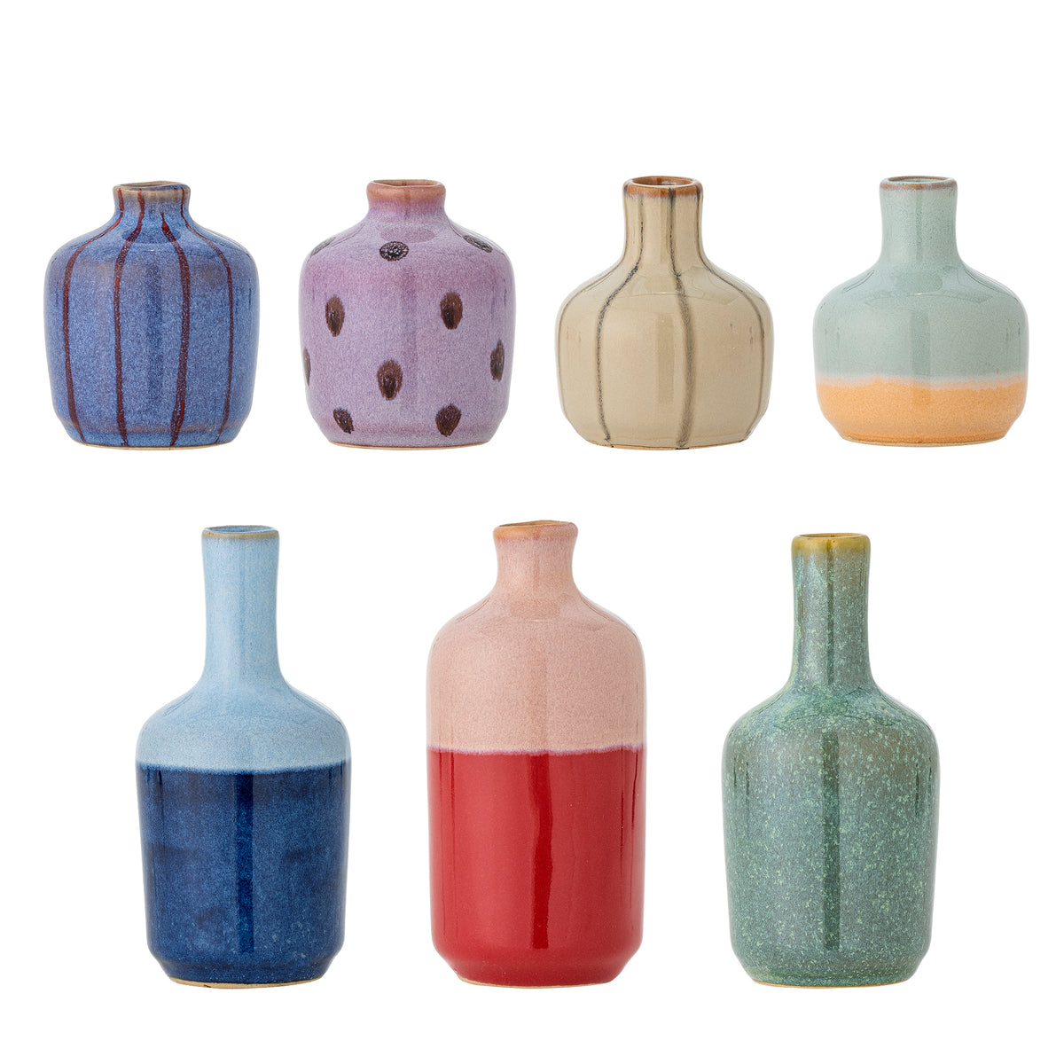 7 Multicolour Stoneware Vases 7 x 14 cm - Bloomingville