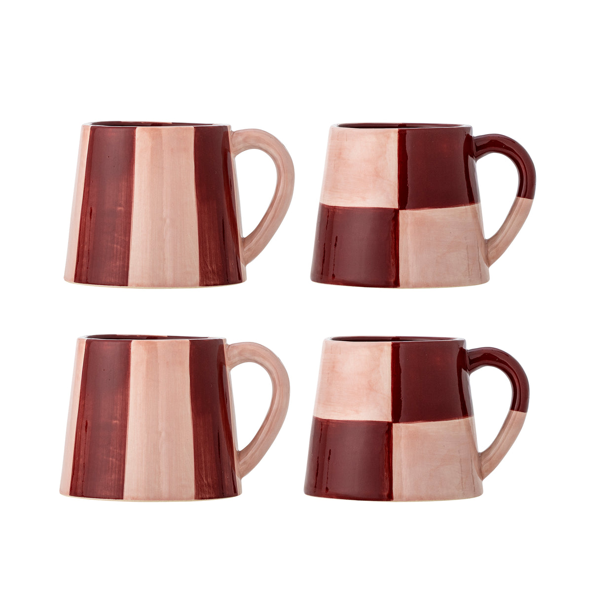4 Stoneware Mugs Pink 9.5 x 8 cm 280ml Floki - Bloomingville
