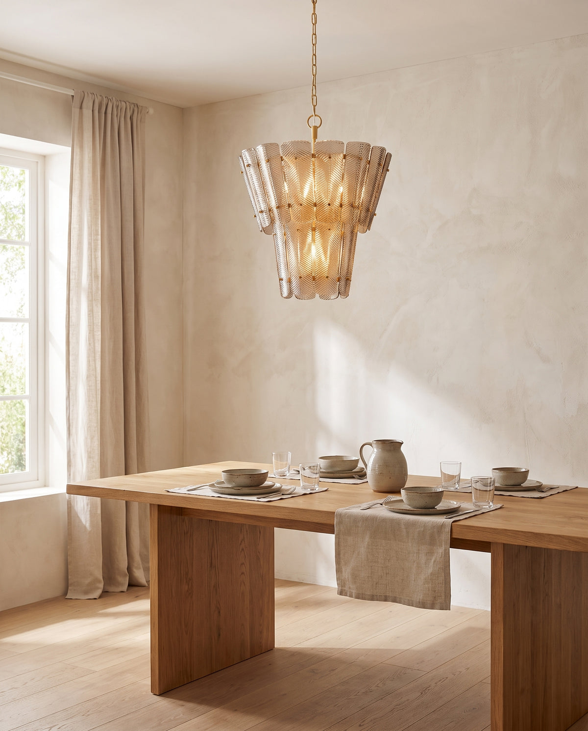 Suspension en acier feuille d'or ancienne 73x87cm Cassian - Hudson Valley Lighting en situation